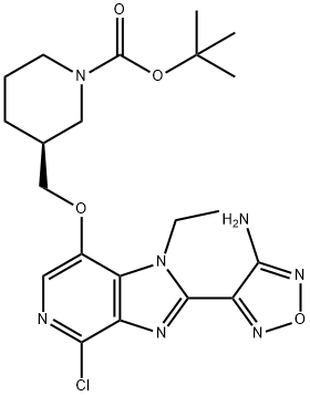 (S)-tert-butyl 3-((2-(4-aMino-1,2,5-oxadiazol-3-yl)-4-chloro-1-ethyl-1H-iMidazo[4,5-c]pyridin-7-yloxy)Methyl)piperidine-1-carboxylate Struktur