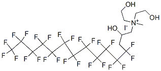 bis(2-hydroxyethyl)methyl(4,4,5,5,6,6,7,7,8,8,9,9,10,10,11,11,12,12,13,13,14,14,15,15,15-pentacosafluoro-2-hydroxypentadecyl)ammonium iodide Struktur