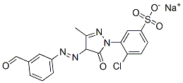 sodium 4-chloro-3-[4-[(3-formylphenyl)azo]-4,5-dihydro-3-methyl-5-oxo-1H-pyrazol-1-yl]benzenesulphonate Struktur