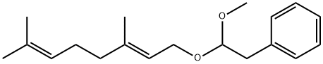 (E)-[2-(3,7-dimethyl-2,6-octadienyloxy)-2-methoxyethyl]benzene Struktur