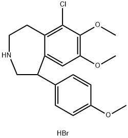 6-chloro-2,3,4,5-tetrahydro-7,8-dimethoxy-1-(4-methoxyphenyl)-1H-3-benzazepine hydrobromide Struktur