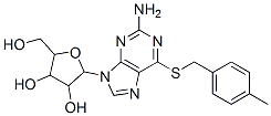 2-[2-amino-6-[(4-methylphenyl)methylsulfanyl]purin-9-yl]-5-(hydroxymet hyl)oxolane-3,4-diol Struktur