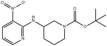 3-(3-Nitro-pyridin-2-ylaMino)-piperidine-1-carboxylic acid tert-butyl ester, 98+% C15H22N4O4, MW: 322.36 Struktur