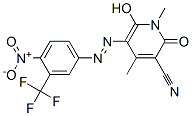 3-Pyridinecarbonitrile,  1,2-dihydro-6-hydroxy-1,4-dimethyl-5-[2-[4-nitro-3-(trifluoromethyl)phenyl]diazenyl]-2-oxo- Struktur