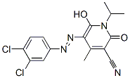 3-Pyridinecarbonitrile,  5-[2-(3,4-dichlorophenyl)diazenyl]-1,2-dihydro-6-hydroxy-4-methyl-1-(1-methylethyl)-2-oxo- Struktur