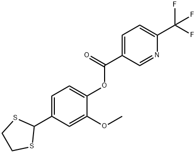 3-PYRIDINECARBOXYLIC ACID, 6-(TRIFLUOROMETHYL)-, 4-(1,3-DITHIOLAN-2-YL)-2-METHOXYPHENYL ESTER Struktur