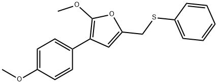 2-METHOXY-3-(4-METHOXY-CYCLOHEXA-2,3,5-TRIENYL)-5-PHENYLSULFANYLMETHYL-FURAN Struktur