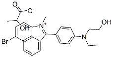 6-bromo-2-[4-[ethyl(2-hydroxyethyl)amino]phenyl]-1-methylbenz[cd]indolium lactate Struktur