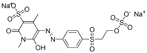 1,2-dihydro-6-hydroxy-1,4-dimethyl-2-oxo-5-[[4-[[2-(sulphooxy)ethyl]sulphonyl]phenyl]azo]pyridine-3-sulphonic acid, sodium salt Struktur