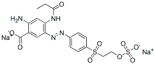 4-(propionylamino)-5-[[4-[[2-(sulphooxy)ethyl]sulphonyl]phenyl]azo]anthranilic acid, sodium salt Struktur