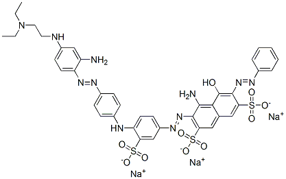 trisodium 4-amino-3-[[4-[[4-[[2-amino-4-[[2-(diethylamino)ethyl]amino]phenyl]azo]phenyl]amino]-3-sulphonatophenyl]azo]-5-hydroxy-6-(phenylazo)naphthalene-2,7-disulphonate Struktur