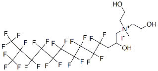 [bis(2-hydroxyethyl)][2-hydroxy-4,4,5,5,6,6,7,7,8,8,9,9,10,10,11,11,12,13,13,13-icosafluoro-12-(trifluoromethyl)tridecan-1-yl]methylammonium iodide  Struktur