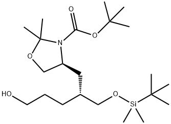 3-Oxazolidinecarboxylic acid, 4-[(2R)-2-[[[(1,1-diMethylethyl)diMethylsilyl]oxy]Methyl]-5-hydroxypentyl]-2,2-diMethyl-, 1,1-diMethylethyl ester, (4S)- Struktur