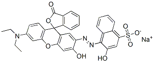 4-[[6'-(diethylamino)-3'-hydroxy-3-oxospiro[isobenzofuran-1(3H),9'-[9H]xanthen]-2'-yl]azo]-3-hydroxynaphthalene-1-sulphonic acid, sodium salt Struktur