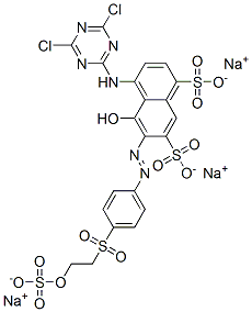 4-[(4,6-dichloro-1,3,5-triazin-2-yl)amino]-5-hydroxy-6-[[4-[[2-(sulphooxy)ethyl]sulphonyl]phenyl]azo]naphthalene-1,7-disulphonic acid, sodium salt Struktur