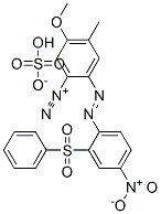 5-methoxy-4-methyl-2-[[4-nitro-2-(phenylsulphonyl)phenyl]azo]benzenediazonium hydrogen sulphate Struktur