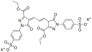 1H-Pyrazole-3-carboxylic acid,4-[3-[3-(ethoxycarbonyl)-1,5-dihydro-5-oxo-1-(4-sulfophenyl)-4H-pyrazol-4-ylidene]-1-propenyl]-4,5-dihydro-5-oxo-1-(4-sulfophenyl)-,3-ethyl ester,dipotassium salt Struktur