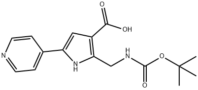 1H-Pyrrole-3-carboxylic  acid,  2-[[[(1,1-dimethylethoxy)carbonyl]amino]methyl]-5-(4-pyridinyl)- Struktur