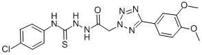 2H-Tetrazole-2-acetic acid, 5-(3,4-dimethoxyphenyl)-, 2-(((4-chlorophe nyl)amino)thioxomethyl)hydrazide Struktur