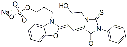 1-(2-hydroxyethyl)-3-phenyl-2-thioxo-5-[[3-[3-(sulphooxy)propyl]-3H-benzoxazol-2-ylidene]ethylidene]imidazolidin-4-one, monosodium salt Struktur