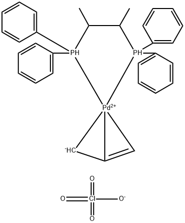 ([2S,3S]-BIS[DIPHENYLPHOSPHINO]BUTANE)(ETA3-ALLYL) PALLADIUM(II) PERCHLORATE Struktur