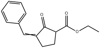 3-Benzylidene-2-oxo-cyclopentanecarboxylic acid ethyl ester Struktur