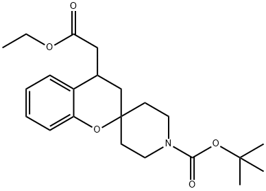 Spiro[2H-1-benzopyran-2,4'-piperidine]-4-acetic acid, 1'-[(1,1-diMethylethoxy)carbonyl]-3,4-dihydro-, ethyl ester Struktur