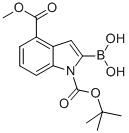 1H-Indole-1,4-dicarboxylic acid, 2-borono-, 1-(1,1-dimethylethyl) 4-methyl ester Struktur