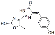 4H-Imidazol-4-one,  2-(2,5-dihydro-2-hydroxy-5-methyl-4-oxazolyl)-3,5-dihydro-5-[(4-hydroxyphenyl)methylene]- Struktur