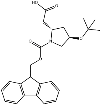 Fmoc-O-tert-butyl-L-β-homohydroxyproline Struktur