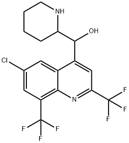 (6-CHLORO-2,8-BIS(TRIFLUOROMETHYL)QUINOLIN-4-YL)(PIPERIDIN-2-YL)METHANOL Struktur