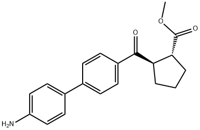 CYCLOPENTANECARBOXYLIC ACID, 2-[(4'-AMINO[1,1'-BIPHENYL]-4-YL)CARBONYL]-, METHYL ESTER, (1R,2R)- Struktur