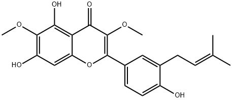 5,7,4'-Trihydroxy-3,6-diMethoxy-3'-prenylflavone Struktur