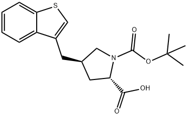 (2S,4R)-4-(benzo[b]thiophen-3-ylMethyl)-1-(tert-butoxycarbonyl)pyrrolidine-2-carboxylic acid Struktur