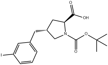 (2S,4R)-1-(叔丁氧基羰基)-4-(3-碘芐基)吡咯烷-2-甲酸 結(jié)構(gòu)式