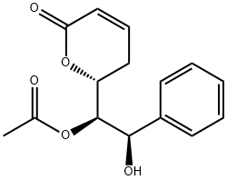 [S,(+)]-6β-[(1S,2S)-1-Acetyloxy-2-hydroxy-2-phenylethyl]-5,6-dihydro-2H-pyran-2-one Struktur