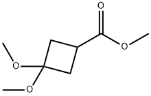 3,3-Dimethoxycyclobutane-1-carboxylate methyl ester
 Struktur