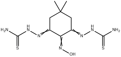 2,2'-[2-(Hydroxyimino)-5,5-dimethyl-1,3-cyclohexanediylidene]bis[1-hydrazinecarbothioamide] Struktur