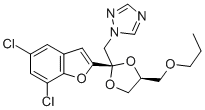 1H-1,2,4-Triazole, 1-((2-(5,7-dichloro-2-benzofuranyl)-4-(propoxymethy l)-1,3-dioxolan-2-yl)methyl)-, cis- Struktur