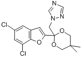 1H-1,2,4-Triazole, 1-((2-(5,7-dichloro-2-benzofuranyl)-5,5-dimethyl-1, 3-dioxan-2-yl)methyl)- Struktur