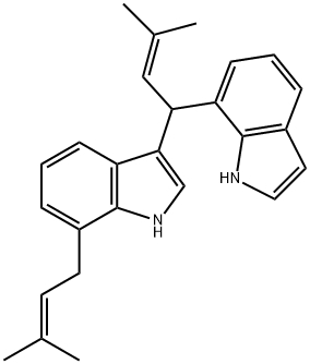 3-[1-(1H-Indol-7-yl)-3-methyl-2-butenyl]-7-(3-methyl-2-butenyl)-1H-indole Struktur