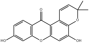 5,9-Dihydroxy-3,3-dimethylpyrano[3,2-a]xanthen-12(3H)-one Struktur