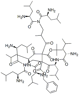 t-butoxycarbonylleucyl-leucyl-leucyl-leucyl-aminoisobutyryl-leucyl-leucyl-leucyl-leucyl-aminoisobutyric acid benzyl ester Struktur