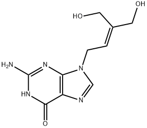 6H-Purin-6-one, 2-amino-1,9-dihydro-9-(4-hydroxy-3-(hydroxymethyl)-2-b utenyl)- Struktur