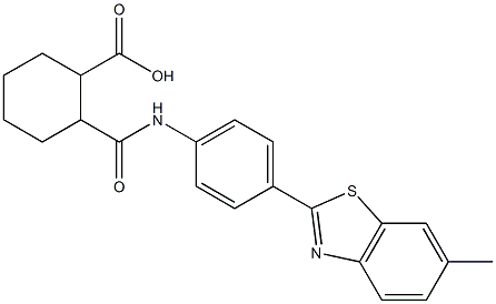 2-{[4-(6-methyl-1,3-benzothiazol-2-yl)anilino]carbonyl}cyclohexanecarboxylic acid Struktur