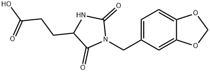 3-[1-(1,3-Benzodioxol-5-ylmethyl)-2,5-dioxoimidazolidin-4-yl]propanoic acid Struktur