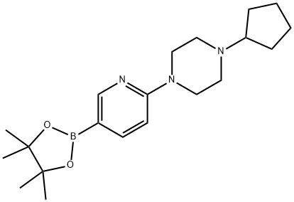 2-(4-cyclopentyl -piperazin-1-yl) pyridine-5-boronic acid pinacol ester Struktur