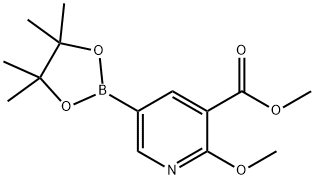 2-METHOXY-3-(CARBOMETHOXY)PYRIDINE-5-BORONIC ACID, PINACOL ESTER 結構式