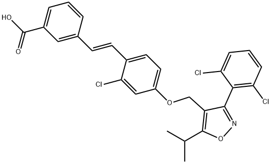 (E)-3-(2-chloro-4-((3-(2,6-dichlorophenyl)-5-isopropylisoxazol-4-yl)methoxy)styryl)benzoic acid Struktur