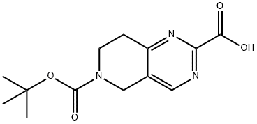 6-(tert-butoxycarbonyl)-5,6,7,8-tetrahydropyrido[4,3-d]pyrimidine-2-carboxylic acid Struktur